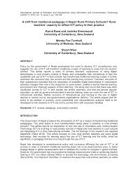 Pdf A Shift From Traditional Pedagogy In Nepali Rural Primary Schools Rural Teachers Capacity To Reflect Ict Policy In Their Practice