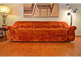 This is the orange sofa for you if you want the vibe of the iconic central perk couch from friends. Retro Mid Century Orange Crushed Velvet Sofa Apartment Therapy S Bazaar