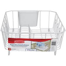 Rubbermaid 6032arbla large black dish drainer (6 pack), blackthis dish drainer neatly organizes dishes after they have been washed. Rubbermaid Large White Antimicrobial Dish Drainer Walmart Com Walmart Com
