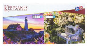 Set of 2 keepsakes 1000 piece jigsaw puzzles garden/ lighthouse. Set Of 2 Keepsakes 1000 Piece Jigsaw Puzzles Garden Lighthouse Walmart Com Walmart Com