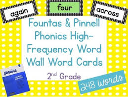 Fountas Pinnell Phonics High Frequency Word Wall Word Cards 2nd Grade