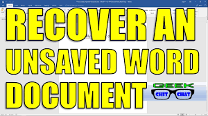 Recover word document via onedrive backup. Recover Unsaved Word Document 2010 2013 2016 Youtube