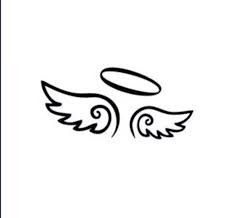 Black And White Angel Cartoon Pin By Alyssa Kellogg On Tatz Halo Drawings Cartoon Angel Wings Angel Wings Decal