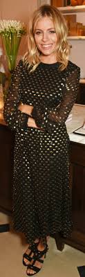 Who Made Sienna Miller S Black And Gold Polka Dot Dress Dresses Polka Dot Dress Sienna Miller