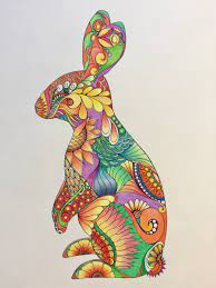 Zentangle Rabbit Zentangle Bunny Colored Bunny Colored Rabbit Etsy Bunny Art Rabbit Art Zentangle Art