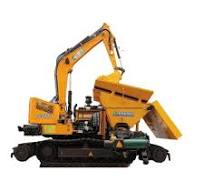 Distributeur de ballast pour excavatrice rail-route JG, leader du secteur,  avec système de trémie et de convoyeur.
