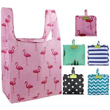 (4.2) out of 5 stars. Foldable Reusable Grocery Bags Bulk 5 Cute Designs Folding Shopping Tote Bag Fits In Pocket Eco Friendly Ripstop Nylon Waterproof And Machine Washable Cloth Bags For Groceries Recycle Gift Bags Large Reusable