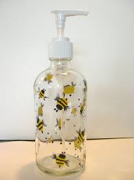 Black Bottle And Yellow Things Hand Painted Bumblebee Glass Soap Dispenser Bottle With Hand Pump Yellow Black Hand Lotion Housewarmin Painting Glassware Glass Soap Dispenser Soap Dispenser