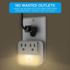 Plug In Night Light With 2 Outlet Extender Powrui Warm White Led Nightlight With Dusk To Dawn Sensor For Bedro Night Light Outlet Extender Musical Night Light