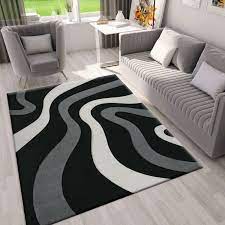 Find inspiration in our rugs for living room range, which features an extensive selection of designs, colours and sizes. Livingroom Or Bedroom Rug Modern Design Carpet Rug With Wave Patterns Contour Cut Black Grey And White I9466 Ceres Webshop