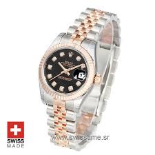 This watch is in excellent condition. Rolex Datejust Two Tone Black Dial Diamond Replica Watch