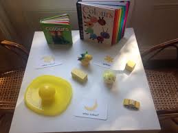 Colours Yellow Provocation Table For Babies And Toddlers By Miss Grey And Play Baby Play Colours Baby Toddler