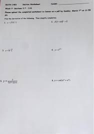 Derivative worksheets include practice handouts. Solved Math 1401 Section Worksheet Name Week 7 Sections Chegg Com