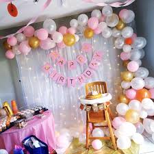 1st Birthday Balloon Decoration Ideas For Birthday Party Balloon Garland First Birthday Baby Girl First Birthdays Party Decorations Balloon Decorations