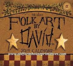 Wc4 Primitive 2019 Folk Art By David Wall Calendar Art Wall Calendar Folk Art