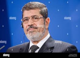 Egyptian President Mohamed Morsi gives a press conference at the Federal  Chancellery in Berlin, Germany, 30 January 2013. Photo: MICHAEL KAPPELER  Stock Photo