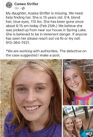 ATTENTION North Carolina: Special attention to the Fayetteville NC area.  The missing child's father is active duty Army.