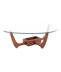 Mid century vintage angraves bamboo cane coffee table bohemian glass top round. Kroehler Mid Century Walnut Biomorphic Glass Coffee Table With Planter Base