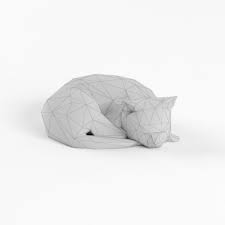 Low Poly Cat Set Animal Lowpoly 3d Model Bumazhnye Skulptury Statui Bumazhnye Modeli