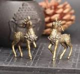 Vintage Koperen Herten Ornamenten 1 Paar Massief Messing Sika Herten  Beeldjes Lucky Feng Shui Ambachten Sculptuur Thuis Bureau Deoration