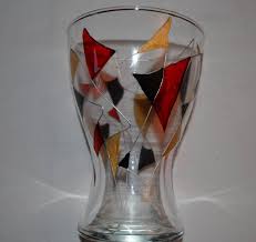 Vase Large En Verre Peint Vase Graphique Vase Moderne Rouge Noir Or Vase Arlequin Grand Vase Peint Contemporain Peinture Sur Verre De Large Vase Vase Abstract