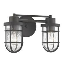 Seeded Glass Vanity Light With Bronze Cage 2 Lt 1842 79 Destination Lighting