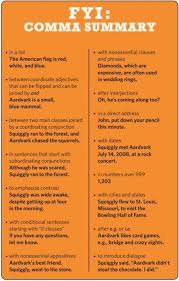 How To Use Commas A Summary English Writing Skills Teaching Writing English Writing