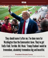 Should the Washington Commanders change their stadium name to 'Trump Stadium'?  #TrumpStadium #Washington #fblifestyle