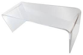 Homcom 0.78 inch thick glass waterfall coffee table rectangle acrylic. Acrylic Coffee Table Lucite 50 X20 X17 3 4 Thick Contemporary Coffee Tables By Acrylic Fabrication Houzz