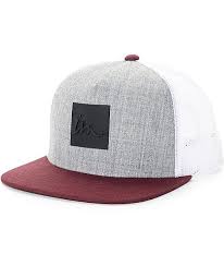 Imperial Motion Lark Heather Grey Maroon White Trucker Hat Zumiez Hats Hats For Men Trucker Hat