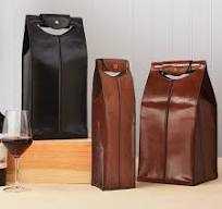 Leather Wine Bag Black 2 Bottle NEW #25685