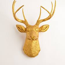 The Franklin Gold Resin Deer Head Opensky White Faux Taxidermy Deer Head Wall Decor Faux Deer Head Wall