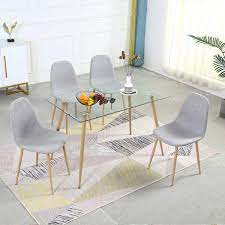 Give your dining room, living room or den a splash of sophistication with this classic, yet stylish accent parsons chair. Buy Dining Table Set For 4 Modern 5 Pieces Dining Room Set Rectangle Tempered Glass Table And 4 Grey Fabric Dining Chairs Kitchen Table And Chairs For Dining Room And