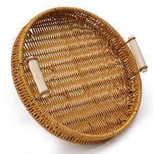 Amazon.com: Senbero Round Decorative Coffee Table Tray with Imitated  Rattan, Ottoman Tray with Wooden Handle, Bohemia Decoration Serving Tray,  11.02” : Home & Kitchen