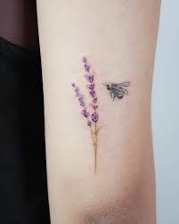 Little Tattoos On Instagram Bee And Lavender By Firstjing Los Angeles New York City Savethebees In 2020 Bee Tattoo Lavender Tattoo Small Tattoos