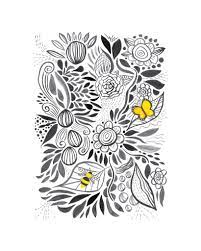 Black and white pictures of flowers to print. Black And White Flowers With Yellow Sulphur Butterfly Print Julene Ewert