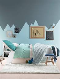 Chambre Enfant Peinture Geometrique Montagnes Harmonie De Bleu Gris Un Peu Trop Prononcee Pour Moi Http Home Decor Bedroom Toddler Bedrooms Boys Bedrooms
