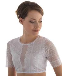 Trachtenhimmel Dirndlbluse Isabel Weiss Spitze langarm