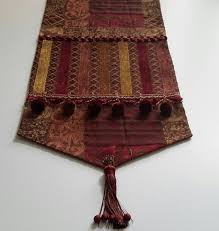 Elegant Jewel Toned Table Runner In Burgundy Gold Chenille Fabrics Size 15 In X 70 In By Cvdesigns On Etsy Chenille Fabric Table Runners Handmade
