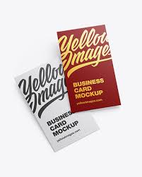 Two Paper Business Card Mockup In Stationery Mockups On Yellow Images Object Mockups