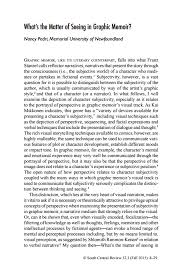 Pedri Nancy What S The Matter Of Seeing In Graphic Memoir South Central Review 32 No Memorial University Of Newfoundland Memoirs Autobiographical Comics