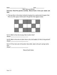 Common Core Ratio And Rate Quiz 6 Rp 1 And 6 Rp 2 Common Core Quiz Middle School Math