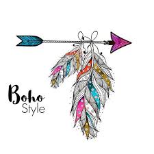 Boho Style Arrow And Feather Clipart Design Pen Vector Etsy Feather Drawing Feather Art Boho Drawing