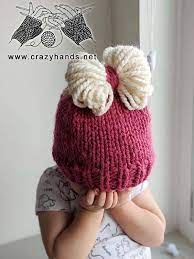Chunky Toddler Bow Knit Hat Pattern Crazy Hands Knitting Knitted Hats Hat Pattern Hat Knitting Patterns