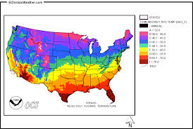 United States Yearly Annual Mean Daily Average Temperature Map