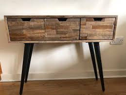 Industrial Console Table Reclaimed Teak Wood 3 Drawers Hall Etsy Industrial Console Tables Console Table Modern Furniture Online