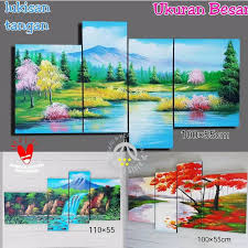 49 gambar pemandangan alam yang menajubkan gambar pemandangan gunung pinterest com gambar alam ini cukup simple dibandingkan gambar pemandangan alam yang sebelumnya walaupun begitu. Hiasan Dinding Lukisan Tangan Pemandangan Alam Pegunungan Air Terjun Shopee Indonesia