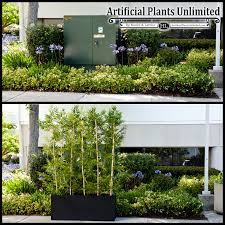 To create a dense privacy screen, evergreen trees should be spaced so that their stylish plantings, a compact outdoor kitchen and room for lounging make the most of a shady patio. Learn The Benefits Of Combining Outdoor Artificial Plants And Live Plants