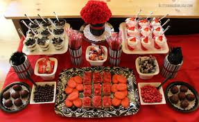 This folding snack table with stand will be the best choice. Black Red Dessert Snack Table Ideas Glitter And Goulash