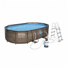 Piscine Tubulaire Bestway Aventurine Imitation Resine Tressee Marron Piscine Ovale 5x3m